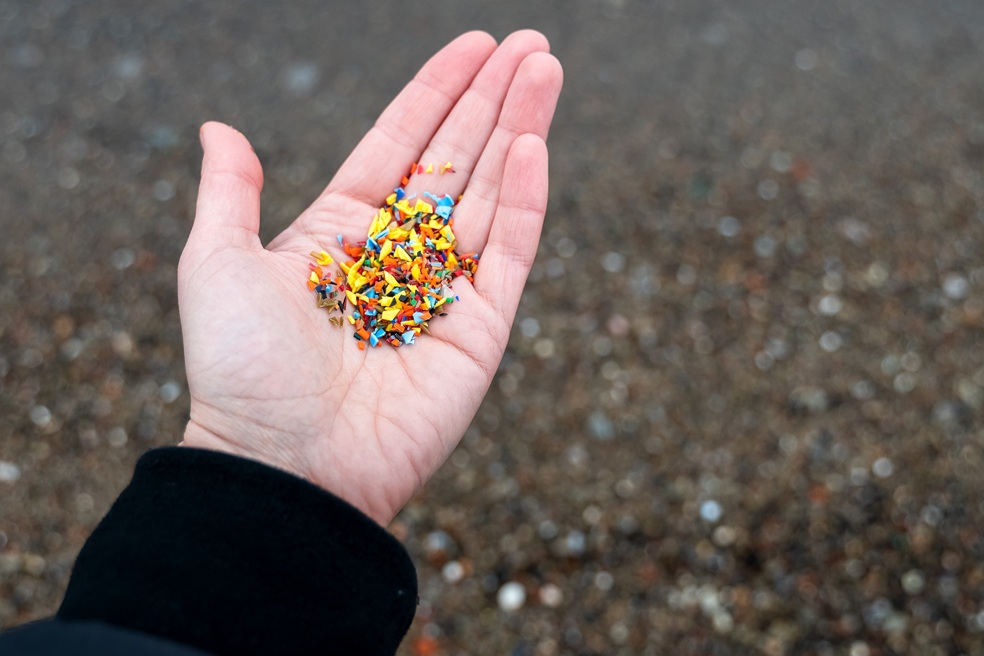 Plastic waste floating in water